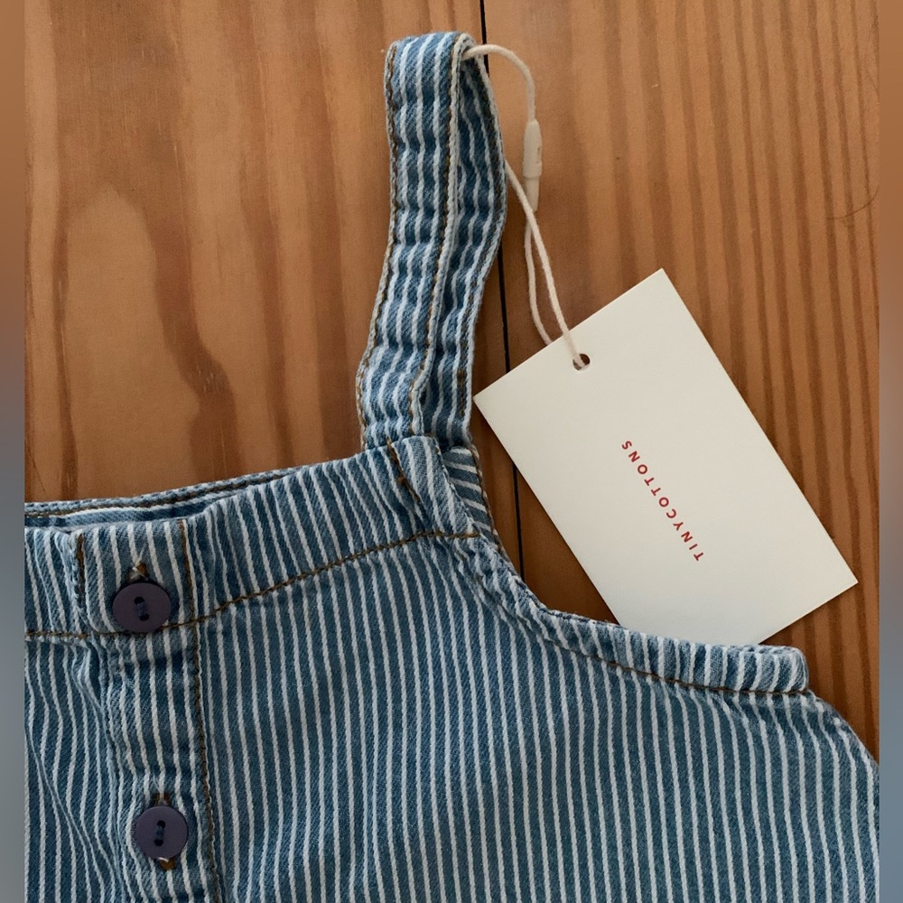 TINYCOTTONS denim striped one piece overall 12 months